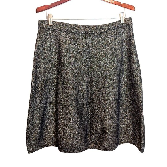 Nanette Lepore Womens XL Skirt Black Gold A Line Sparkle Metallic Pull On - Picture 1 of 6